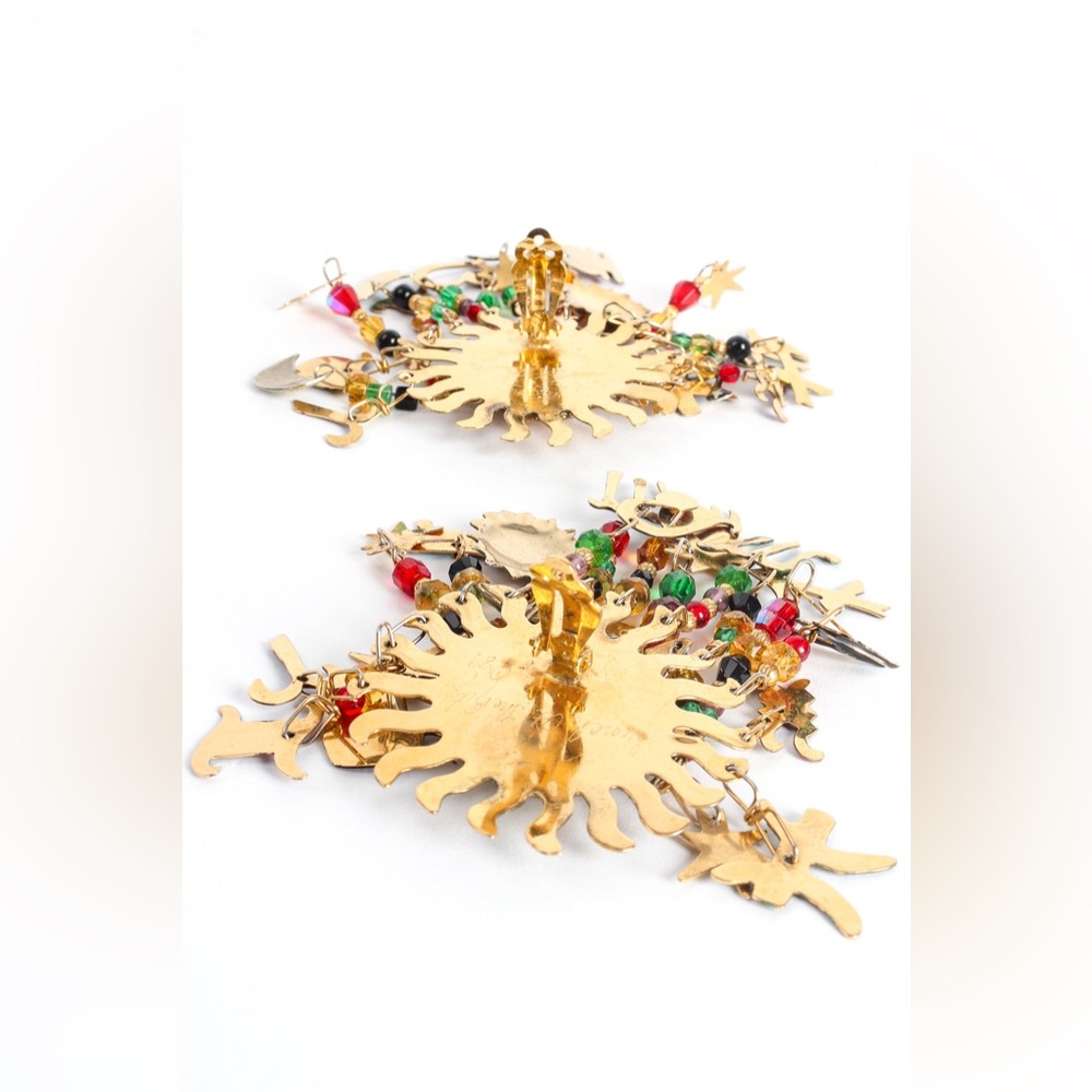 Lunch at The Ritz vintage 1989 zodiac clip on earrings - Picture 8 of 14